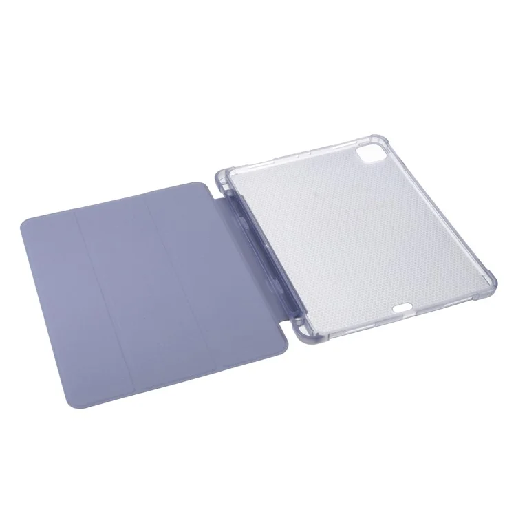 Caixa De Tabuleta De Couro Inteligente Tri-fold Com Slot Caneta Para Ipad Pro 11 Polegadas (2021) (2020) (2018) - Roxo