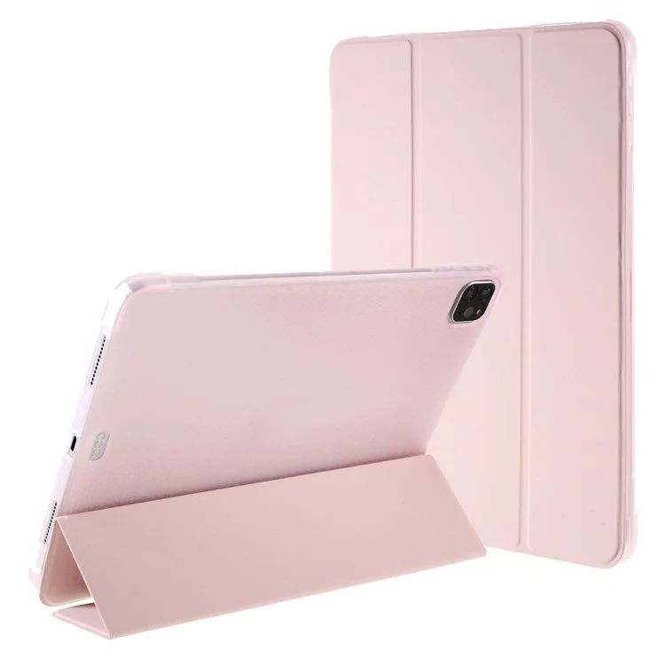 Tri-fold Stand Smart Leather Tablet Case with Pen Slot for iPad Pro 11-inch (2021)(2020)(2022) - Pink