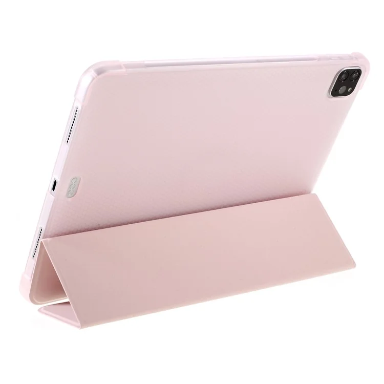 Tri-fold Stand Smart Leather Tablet Case with Pen Slot for iPad Pro 11-inch (2021)(2020)(2022) - Pink