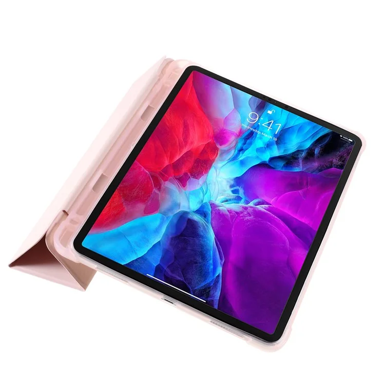 Custodia Per Tablet In Pelle Intelligente TRI-Piegata Con Slot A Penna Per IPad Pro 11-pollici (2021) (2020) (2018) - Rosa