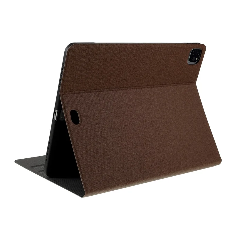 Tablet-Hülle aus PU-Leder mit Stoffstruktur und Standfunktion für iPad Pro 12,9 (2022) / (2021) / (2020) / (2018) – Kaffee