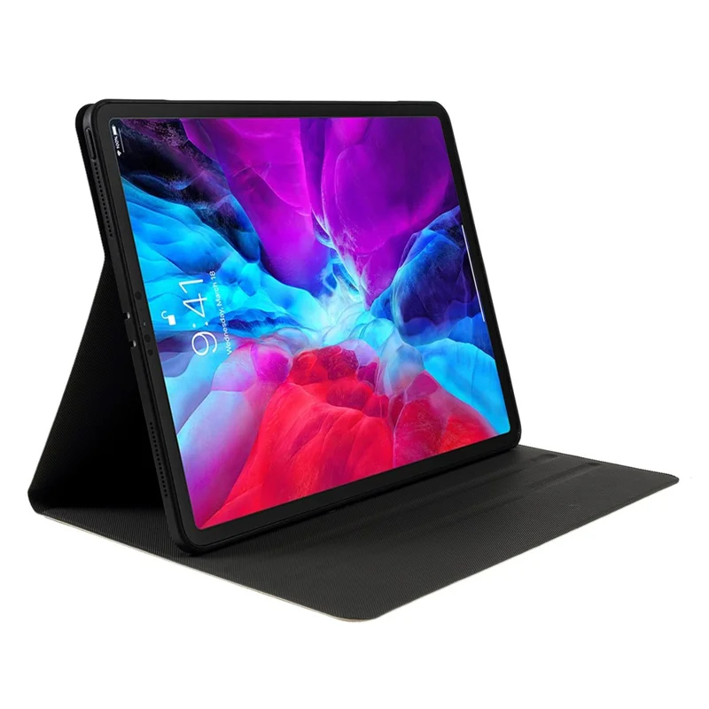 Tablet-Hülle aus PU-Leder mit Stoffstruktur und Standfunktion für iPad Pro 12,9 (2022) / (2021) / (2020) / (2018) – Kaffee