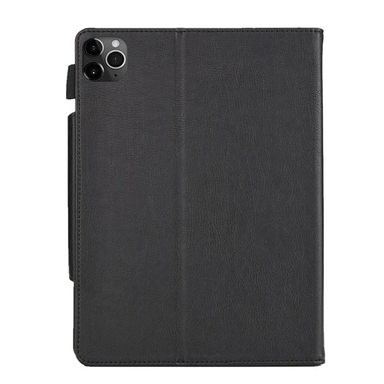 Para iPad Air 11 (2024) / Air (2020) / Air (2022) / Pro 11-inch (2022) / (2021) / (2020) / (2018) Carteira Suporte de Couro Inteligente Capa - Preto