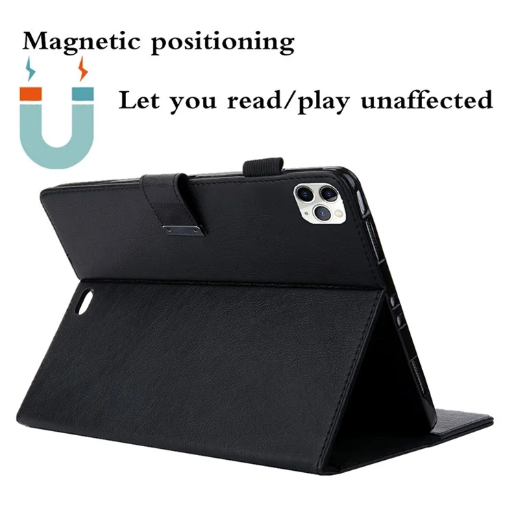 Metal Buckle Card Rangujas Soporte de Cuero Cubierta Inteligente Con Correa de Mano Para Ipad Air (2020)/Air (2022)/Pro 11 Pulgadas (2021) (2020) (2018) - Negro