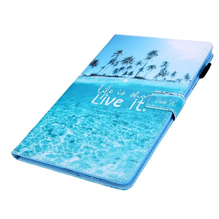 For iPad Air (2020) / Air (2022) / Pro 11-inch (2022) / (2021) / (2020) / (2018) Pattern Printing Multi-angle Stand Leather Card Slot Tablet Case - Sea Water