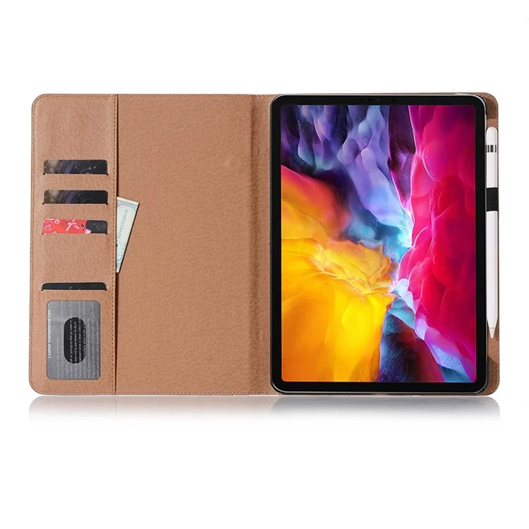 Retro Book Pattern Wallet Leather Smart Tablet Case with Stand for iPad Air 13 (2025) / (2024) / Pro 12.9 (2022) (2021) (2020) - Coffee