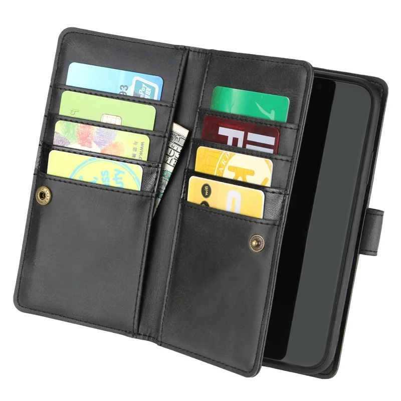 Multiple Card Slots Split Leather Phone Cover Case for iPhone 11 6.1-inch - Black