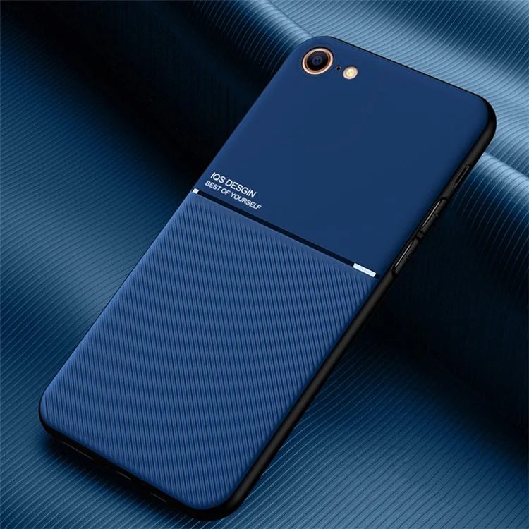 Minimalist Business Style Leather Coated TPU Phone Shell for iPhone 7/8/SE (2020)/SE (2022) - Blue