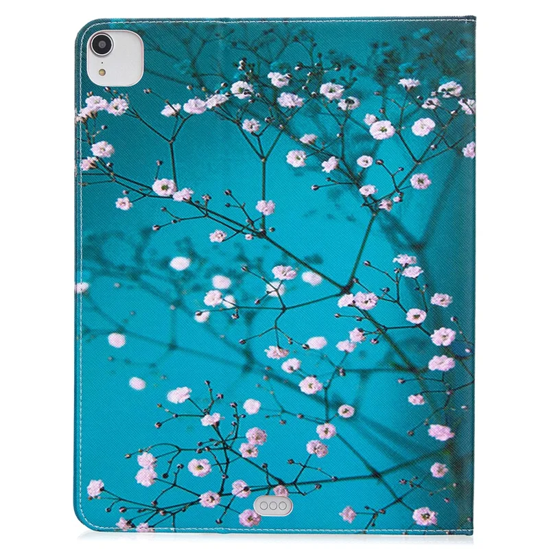 Printing Surface Leather Wallet Stand Case for iPad Pro 12.9 (2022) / (2021) / (2020) - Tree with Flowers