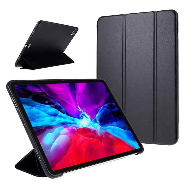 For iPad Pro 11-inch (2022) / (2021) / (2020) Tri-fold Leather Stand Case - Black