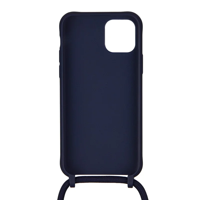 Soft TPU Case Phone Case with Multi-function Strap for iPhone 11 6.1-inch Integral Molding Design - Dark Blue