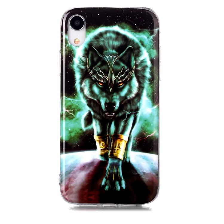 Capa de Telefone Flexível TPU Noctilucente para Apple iPhone XR 6.1 polegadas - Lobo