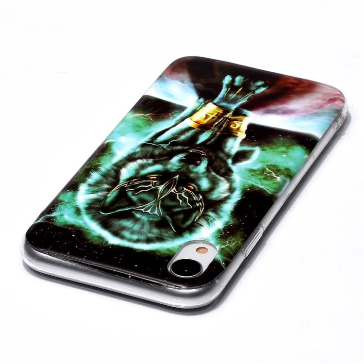 Capa de Telefone Flexível TPU Noctilucente para Apple iPhone XR 6.1 polegadas - Lobo