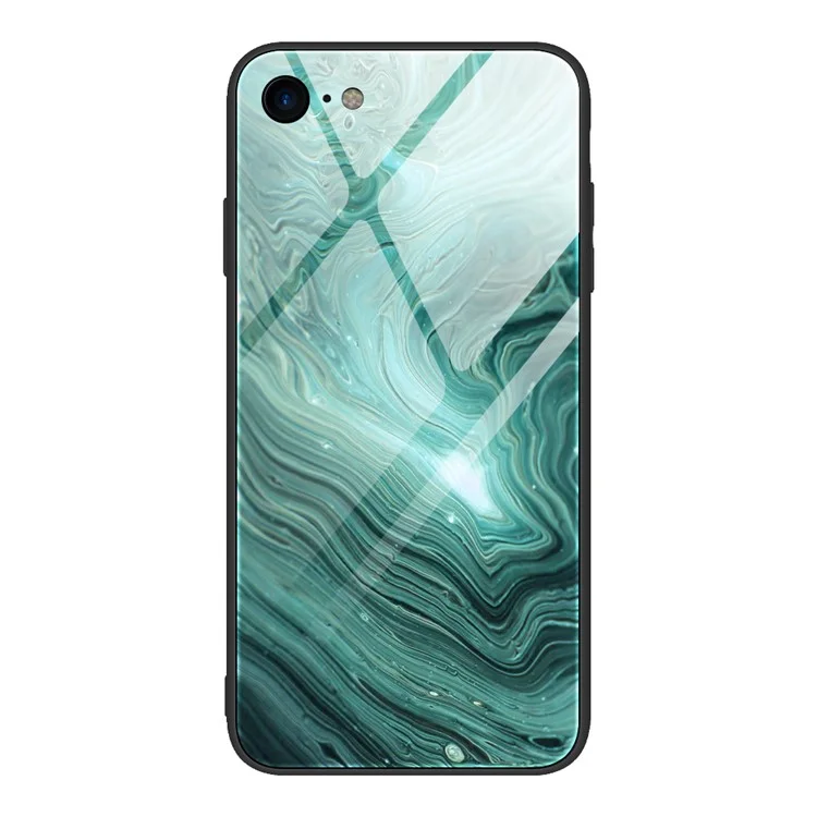 Marble Texture Glass Back + TPU Hybrid Case for iPhone SE (2020)/SE (2022)/8/7 - Style B