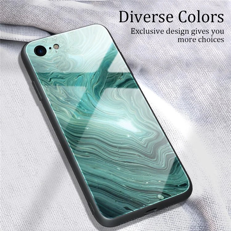 Marble Texture Glass Back + TPU Hybrid Case for iPhone SE (2020)/SE (2022)/8/7 - Style B