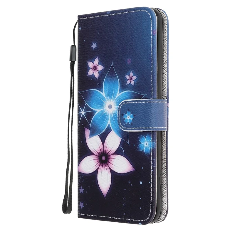 Newly Cross Texture Patterned Leather Stand Wallet Cover with Strap for iPhone XR 6.1 inch - Flower