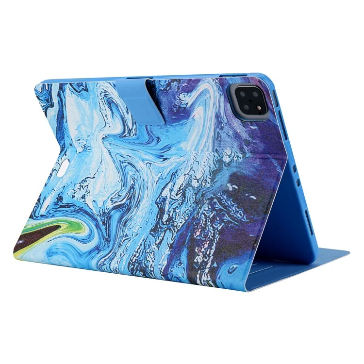 Patrofles D'impression Pour Cartes à Cartes Flip Cuir Tablet Case Pour Ipad Air (2020) / Air (2022) / Pro 11-pouces (2020) (2018) - Bleu Vert