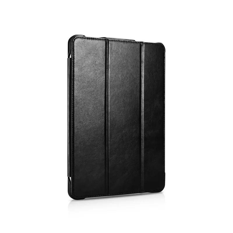 ICARER for iPad Air 11 (2026) / (2025) / (2024) / Pro 11-inch (2022) / (2021) / (2020) / (2018) Retro Tri-Fold Genuine Leather Smart Case Cover - Black