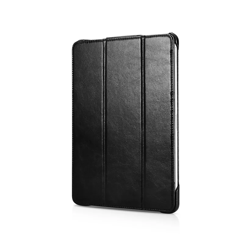 ICARER for iPad Air 11 (2026) / (2025) / (2024) / Pro 11-inch (2022) / (2021) / (2020) / (2018) Retro Tri-Fold Genuine Leather Smart Case Cover - Black