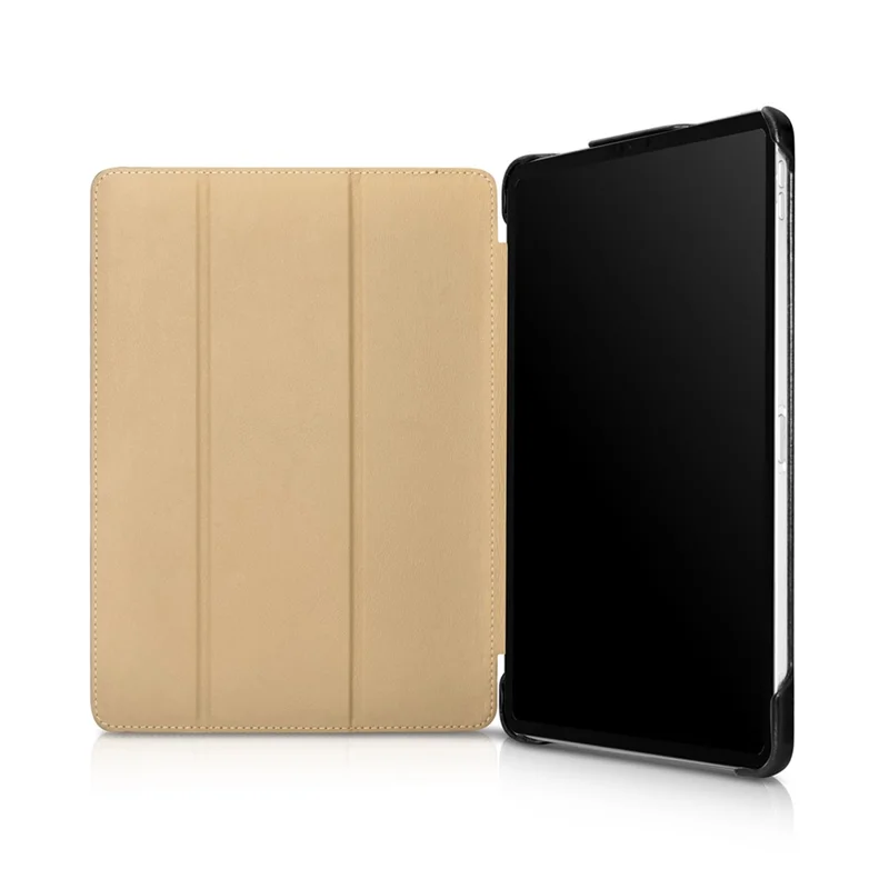 ICARER for iPad Air 11 (2026) / (2025) / (2024) / Pro 11-inch (2022) / (2021) / (2020) / (2018) Retro Tri-Fold Genuine Leather Smart Case Cover - Black