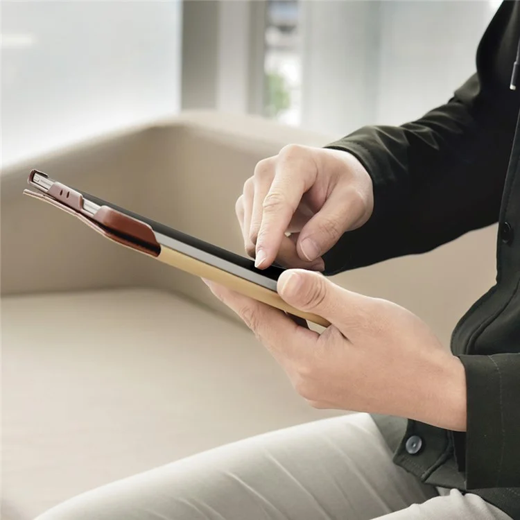 ICARER for iPad Air 11 (2025) / (2024) / Pro 11-inch (2022) / (2021) / (2020) / (2018) Retro Tri-Fold Genuine Leather Smart Case Cover - Brown