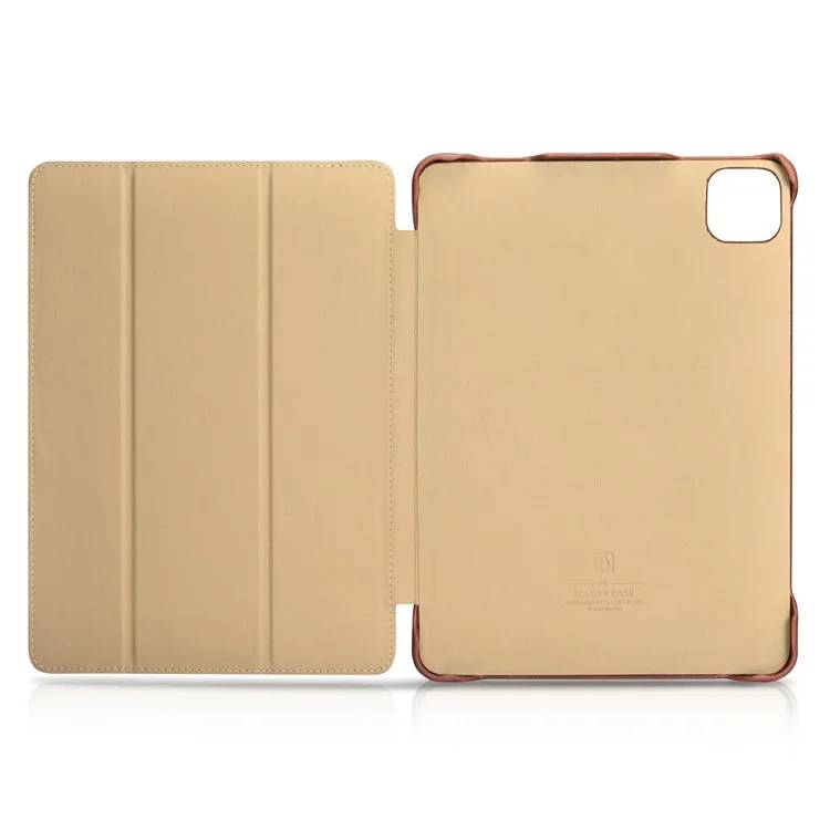 ICARER for iPad Air 11 (2025) / (2024) / Pro 11-inch (2022) / (2021) / (2020) / (2018) Retro Tri-Fold Genuine Leather Smart Case Cover - Brown