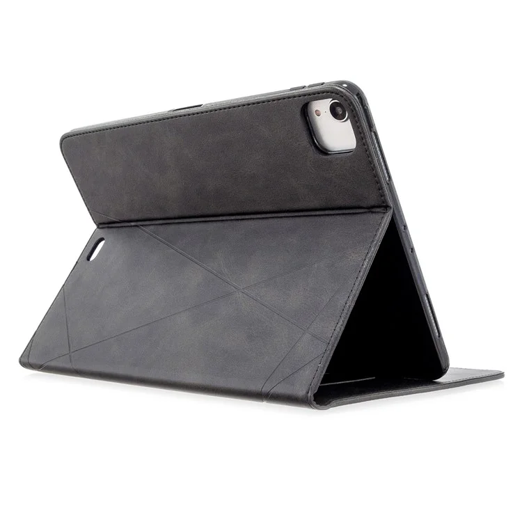 For iPad Pro 11-inch (2022) / (2021) / (2020) / (2018) Geometric Pattern Wake / Sleep Leather Stand Case - Black