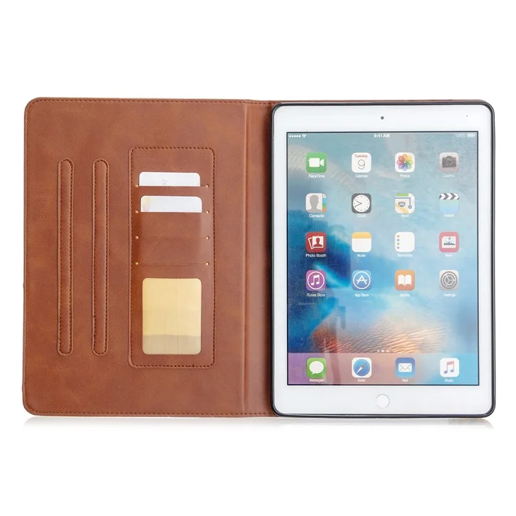 étui intelligent en cuir stand en cuir pour ipad air 2 / air (2013) / ipad 9,7 pouces (2018) / (2017) / pro 9,7 pouces (2016) - brun