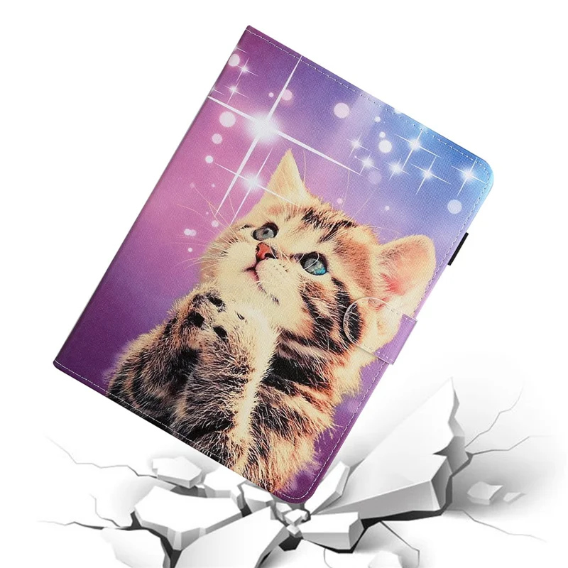 Pattern Printing PU Leather Card Holder Stand Tablet Cover for iPad 10.2 (2021)/(2020)/(2019) / iPad Air 10.5-inch (2019) - Cat