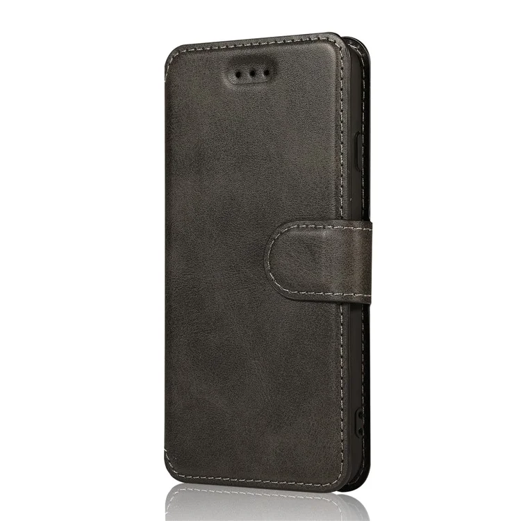 PU Leather + TPU Wallet Stand Phone Cover for iPhone SE (2020)/SE (2022)/8/7 - Black