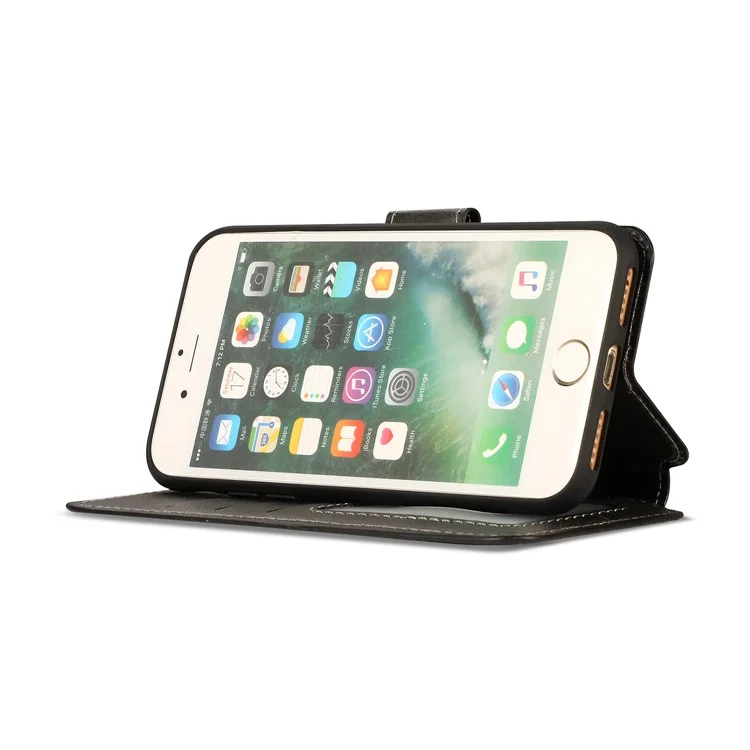 PU Leder + TPU Wallet Stand Telefonabdeckung Für Iphone SE (2020)/SE (2022)/8/7 - Schwarz