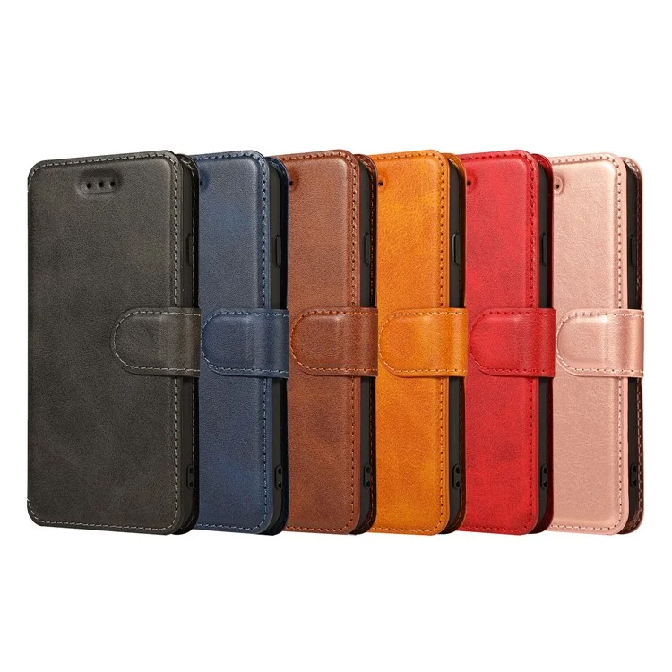 PU Leather + TPU Wallet Stand Phone Cover for iPhone SE (2020)/SE (2022)/8/7 - Black