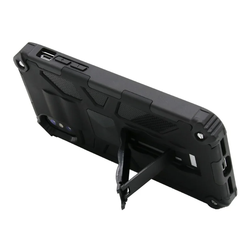 Kickstand Armor Dropproof PC TPU Hybrid Case with Magnetic Metal Sheet for iPhone XS/X 5.8-inch - Black