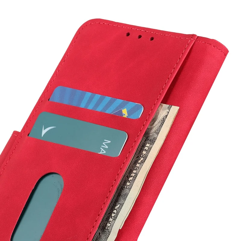 KHAZNEH, retro etui portfelik z kozuszu na iPhone 12 mini - czerwony