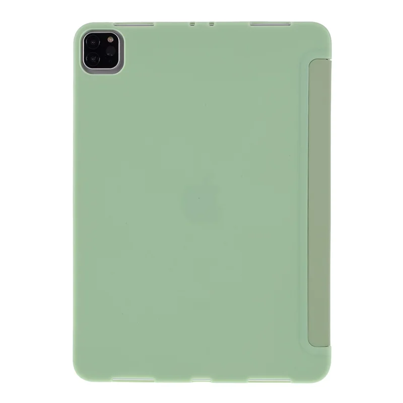 For iPad Pro 11-inch (2022) / (2021) / (2020) / (2018) Tri-fold PU Leather + TPU Tablet Phone Shell - Light Green
