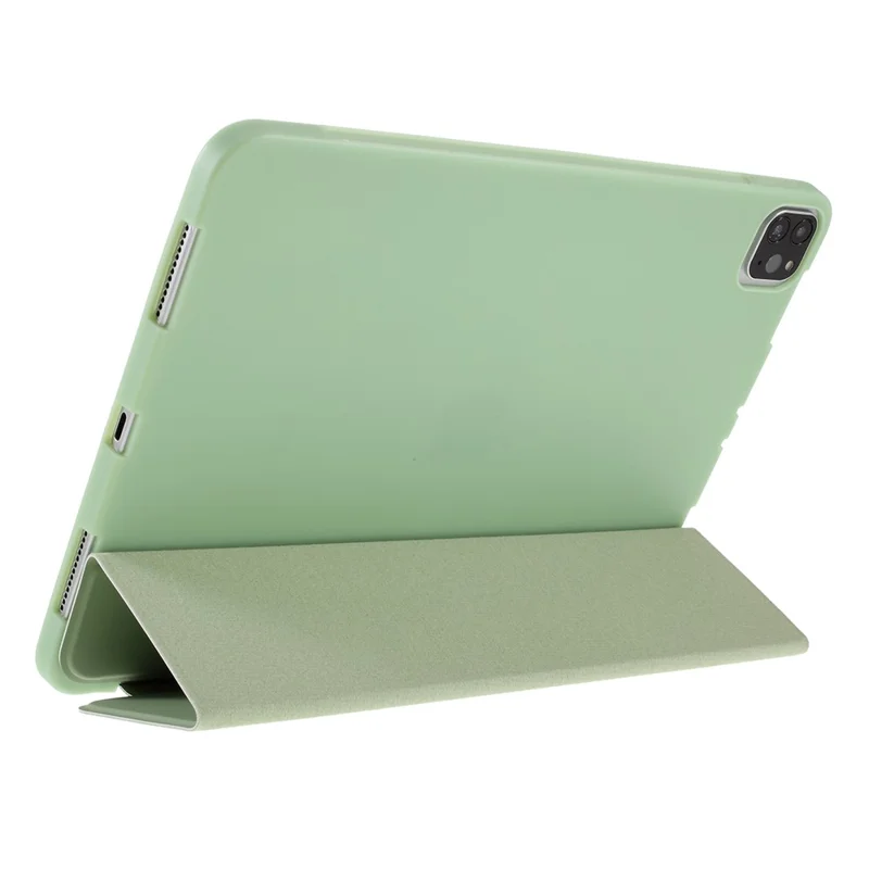 For iPad Pro 11-inch (2022) / (2021) / (2020) / (2018) Tri-fold PU Leather + TPU Tablet Phone Shell - Light Green