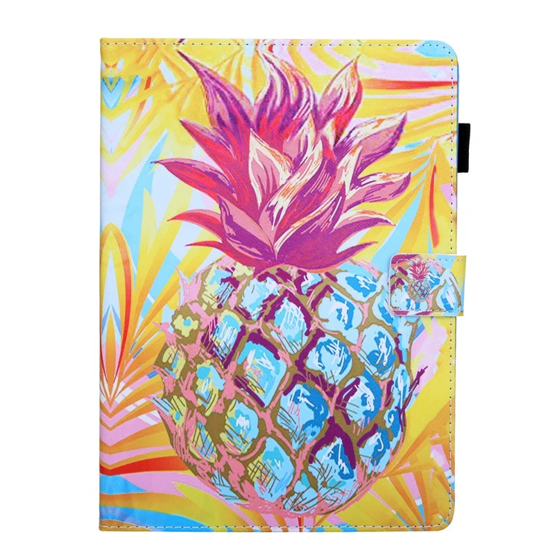 Pattern Printing Stand Leather Card Slots Tablet Cover for iPad 10.2 (2021)/(2020)/(2019)/Air 10.5 inch (2019) - Pineapple