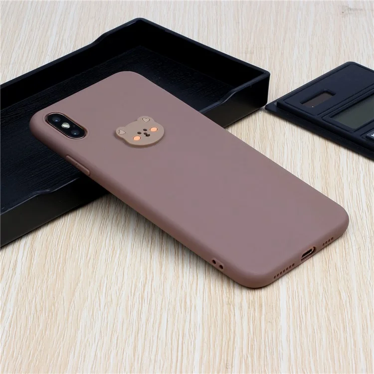 Decoração de Logotipo de Animal TPU Cover Elegante Para Iphone XS Max 6,5 Polegadas - Urso Cabeça