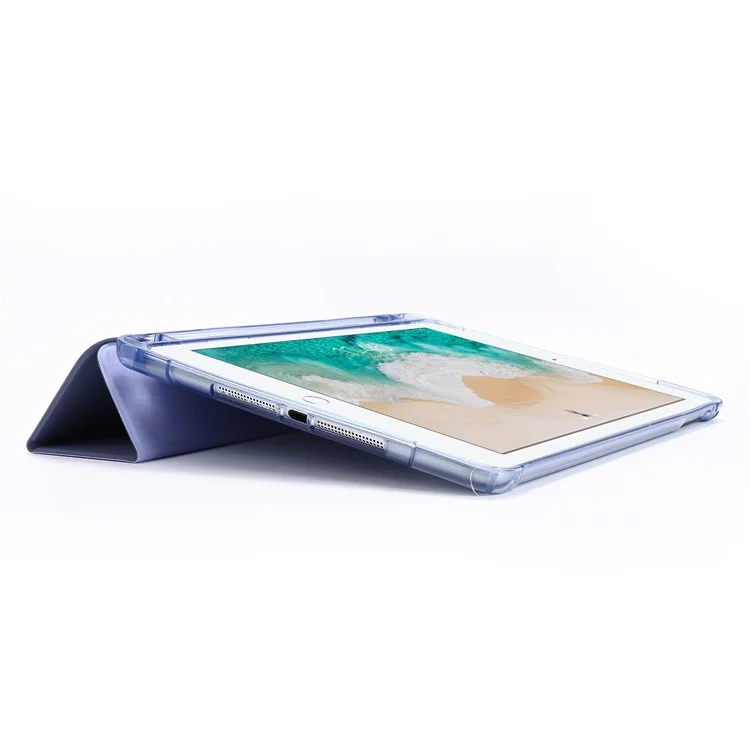 Stoßdicht Anti-kratzer-anti-staub-tri-fold Stand Leder Tablet Mit Stiftschlitz Für Ipad 9,7 Zoll (2018) - Violett