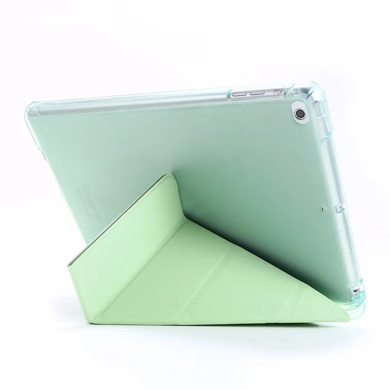 Deformable Stand Leather Smart Tablet Case for iPad 9.7-inch (2018) - Light Green