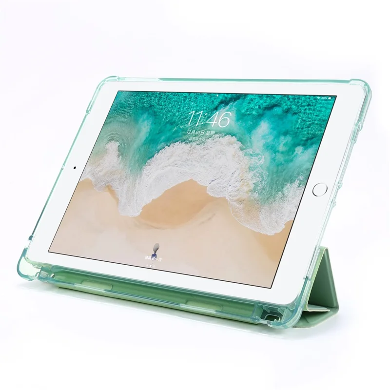 Deformable Stand Leather Smart Tablet Case for iPad 9.7-inch (2018) - Light Green