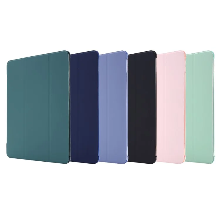 Tri-fold Stand Leather Tablet Shell with Pen Slot for iPad 10.2 (2021)/(2020)/(2019) - Dark Green