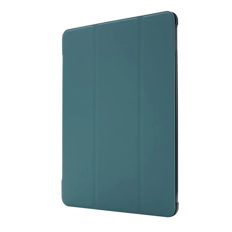 Concha de Cuero de Soporte Tri-pliegue Con Ranura Para Lápiz Para Ipad 10.2 (2021)/(2020)/(2019) - Verde Oscuro