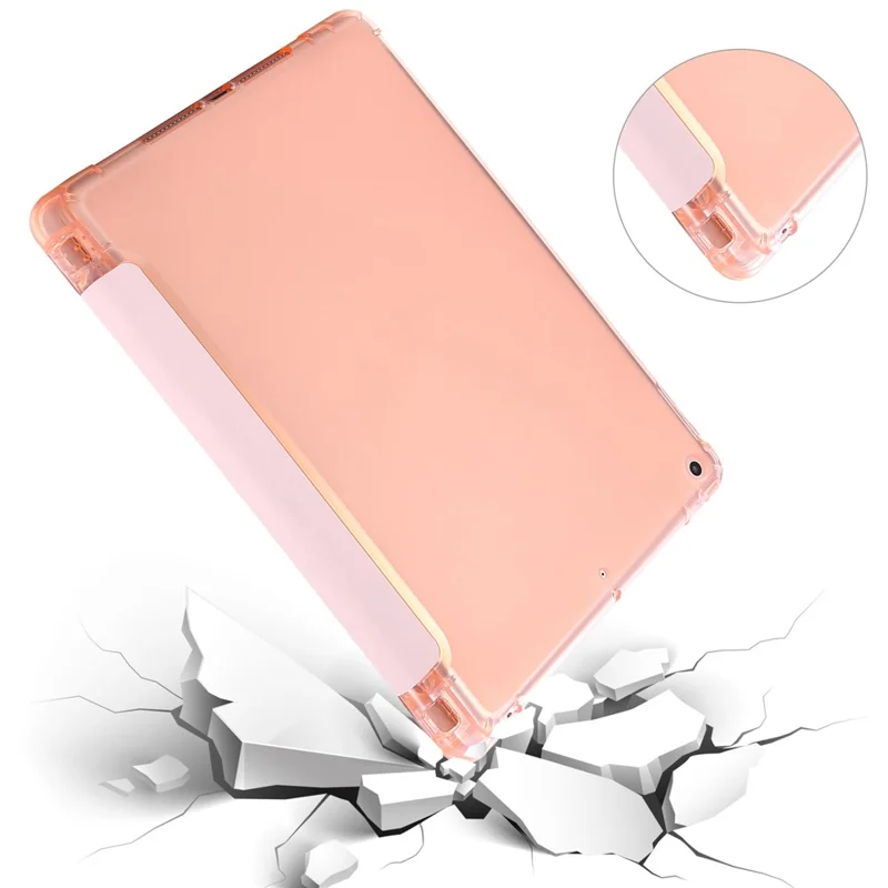 Tri-fold Stand Leather Tablet Shell with Pen Slot for iPad 10.2 (2021)/(2020)/(2019) - Pink