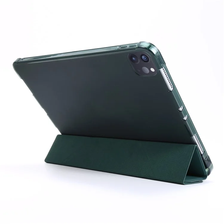 Étui de protection intelligent en cuir déformable pour iPad Pro 12,9 (2022) / (2021) / (2020) / (2018) - Vert foncé
