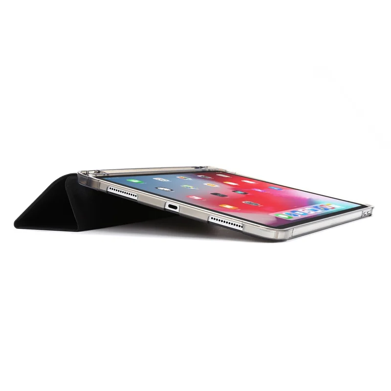 Funda de Cubierta de Tableta de Cuero de Soporte Tri-pliegue Con Ranura Para Lápiz Para Ipad Pro de 11 Pulgadas (2020)/(2018) - Negro