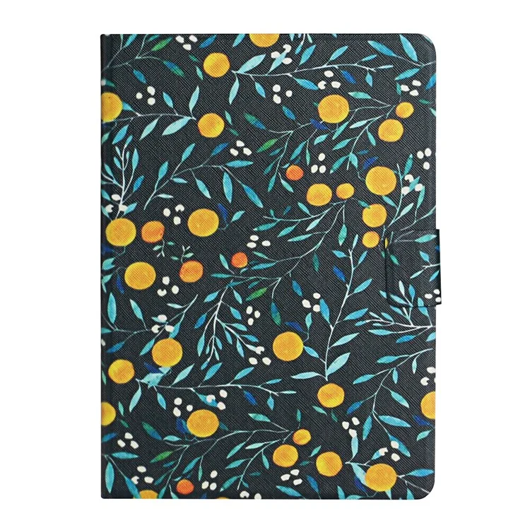 Horaire du Support D'impression de Motif de Fleurs Étui de Couverture de Tablette de Support Pour Ipad 10.2 (2021) / (2020) / (2019) / Pro 10.5-inch (2017) / Air 10,5 Pouces (2019) - Orange