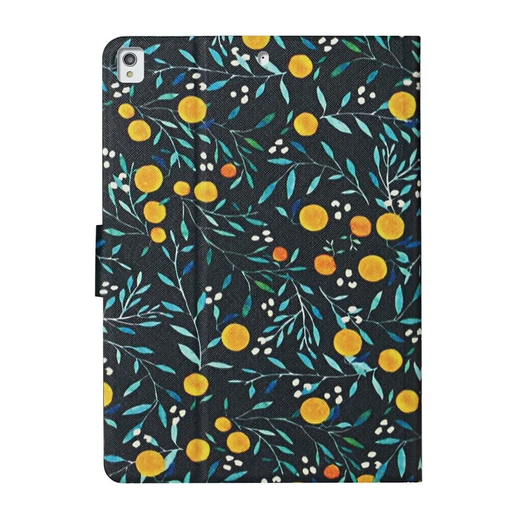 Flower Pattern Printing Card Holder Stand Tablet Cover Case for iPad 10.2 (2021)/(2020)/(2019)/Pro 10.5-inch (2017)/Air 10.5 inch (2019) - Orange