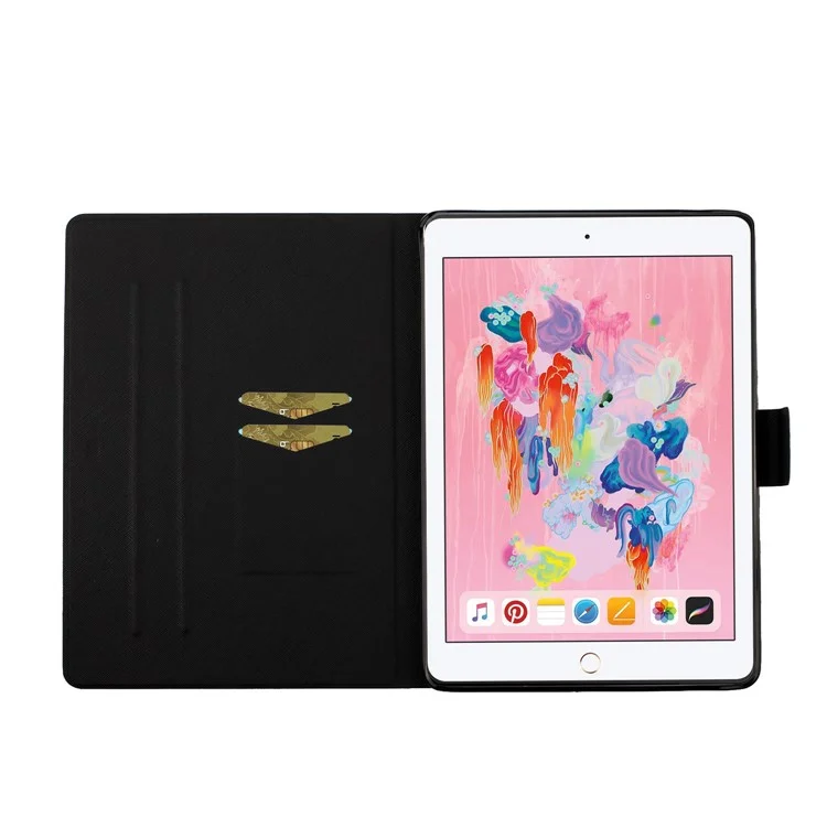 Flower Pattern Printing Card Holder Stand Tablet Cover Case for iPad 10.2 (2021)/(2020)/(2019)/Pro 10.5-inch (2017)/Air 10.5 inch (2019) - Orange