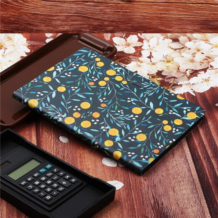 Horaire du Support D'impression de Motif de Fleurs Étui de Couverture de Tablette de Support Pour Ipad 10.2 (2021) / (2020) / (2019) / Pro 10.5-inch (2017) / Air 10,5 Pouces (2019) - Orange